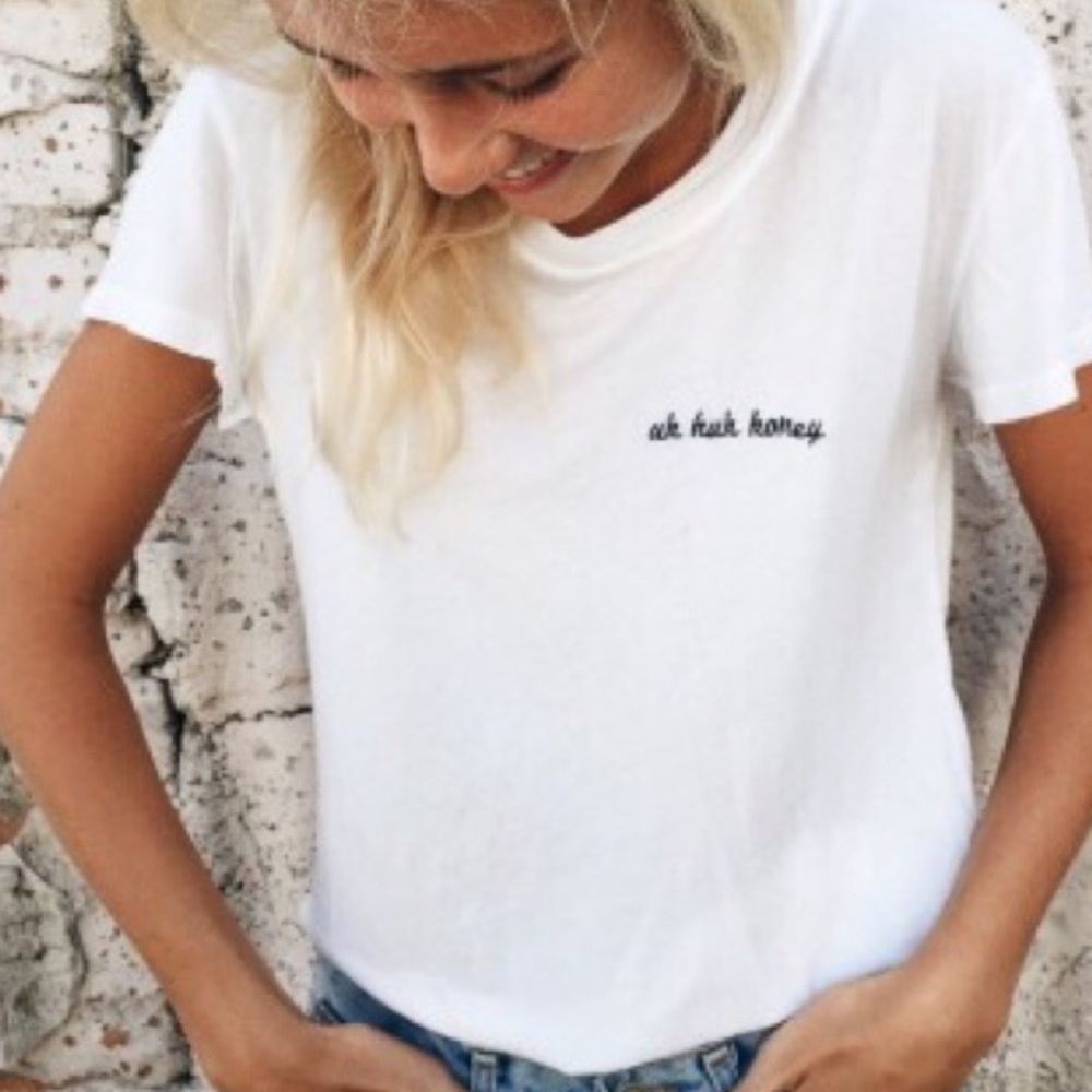Brandy Melville white “uh huh honey” T-shirt